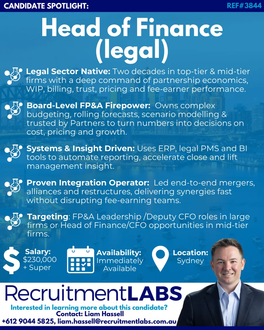 Candidate Spotlight: Head of Finance (Legal)