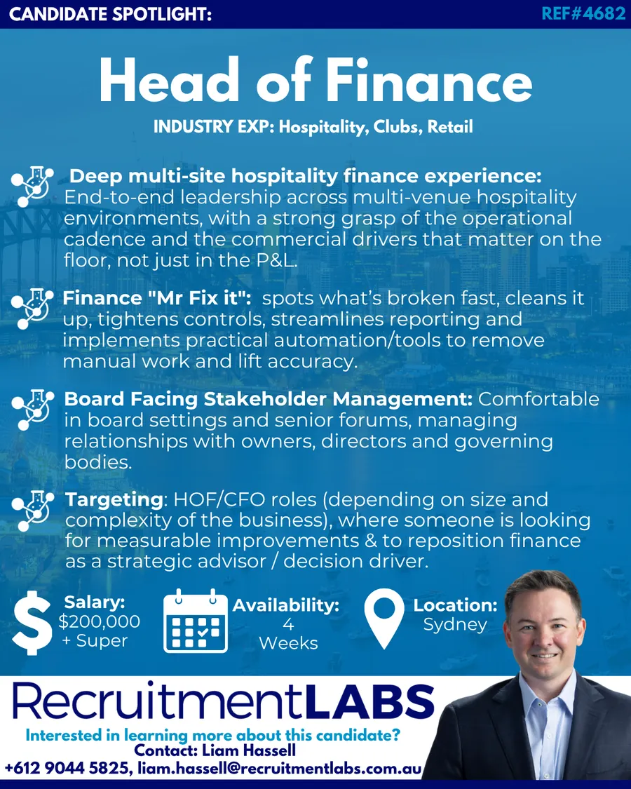 Candidate Spotlight: Head of Finance (hospitality)