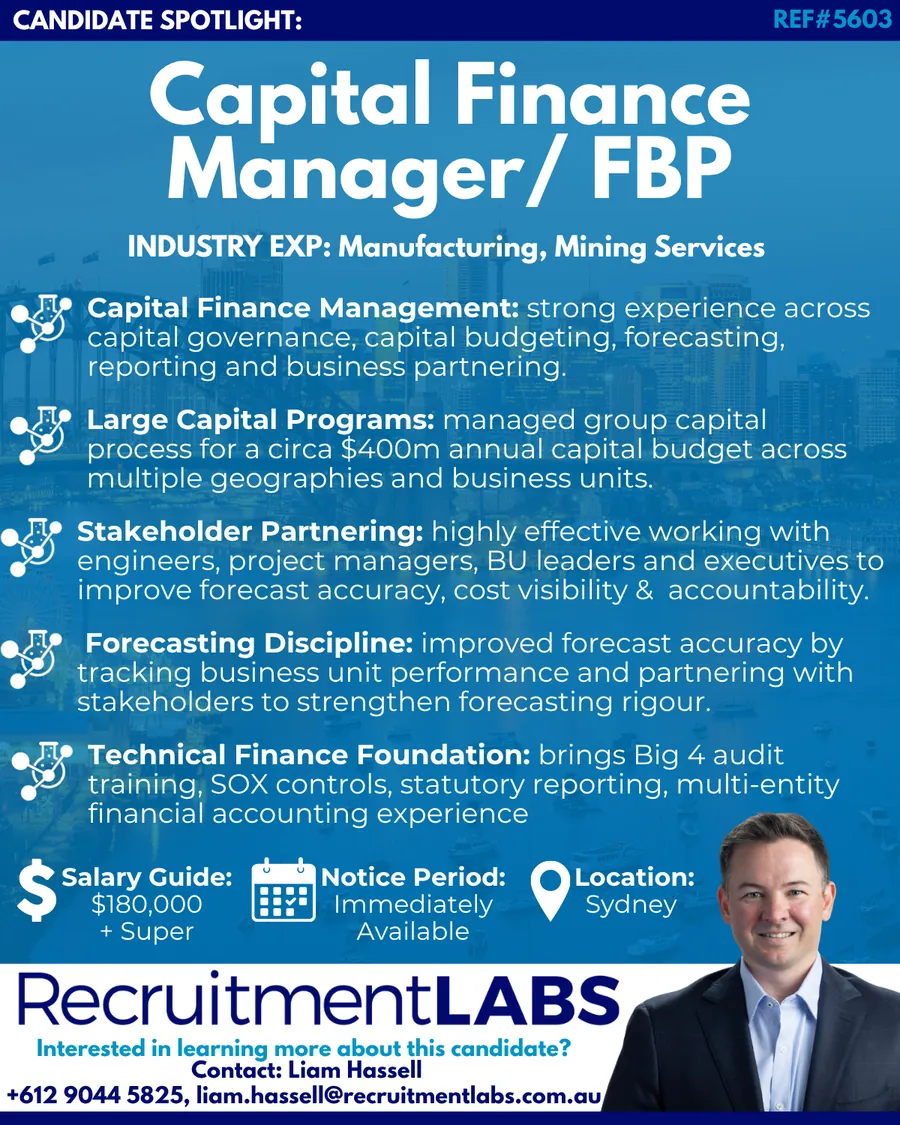 Candidate Spotlight: Capital Finance Manager / FBP