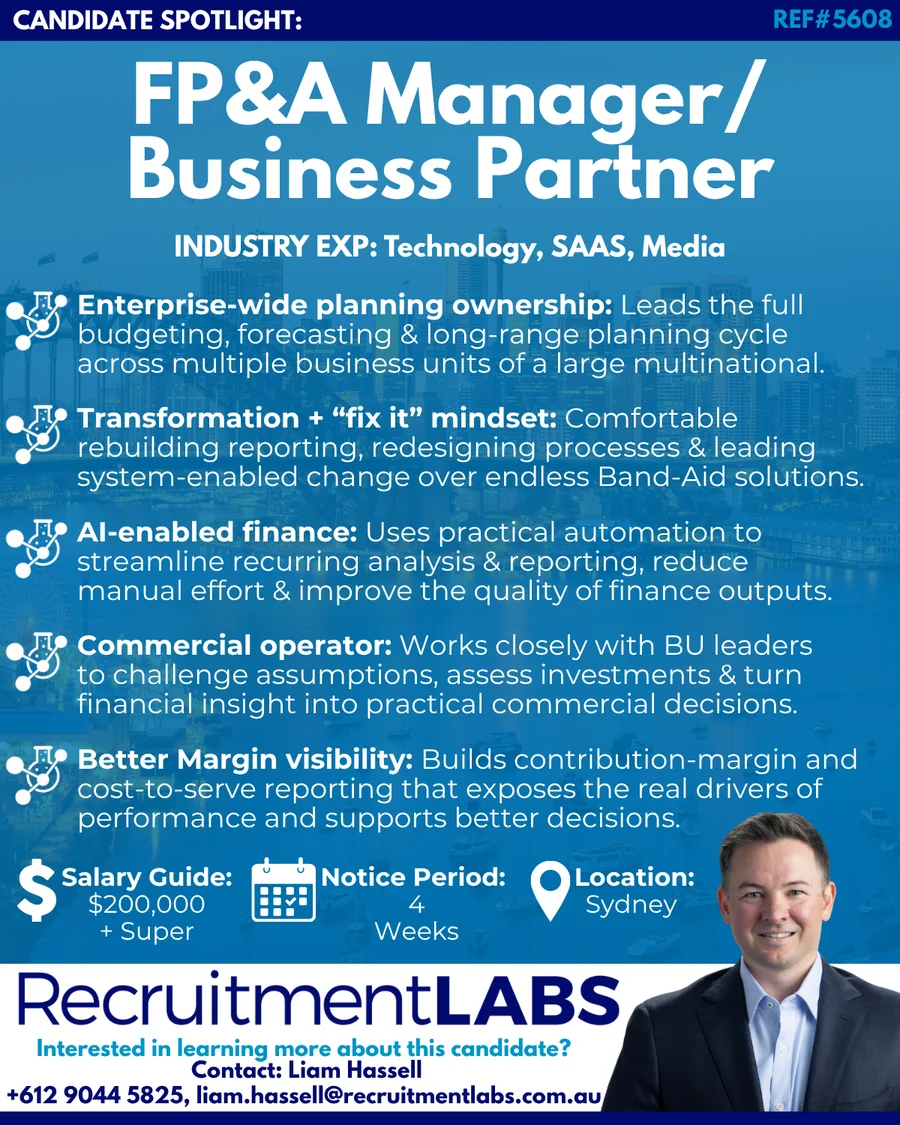 5608 — FP&A Manager - AI Business Partner candidate spotlight — accounting & finance recruitment Sydney