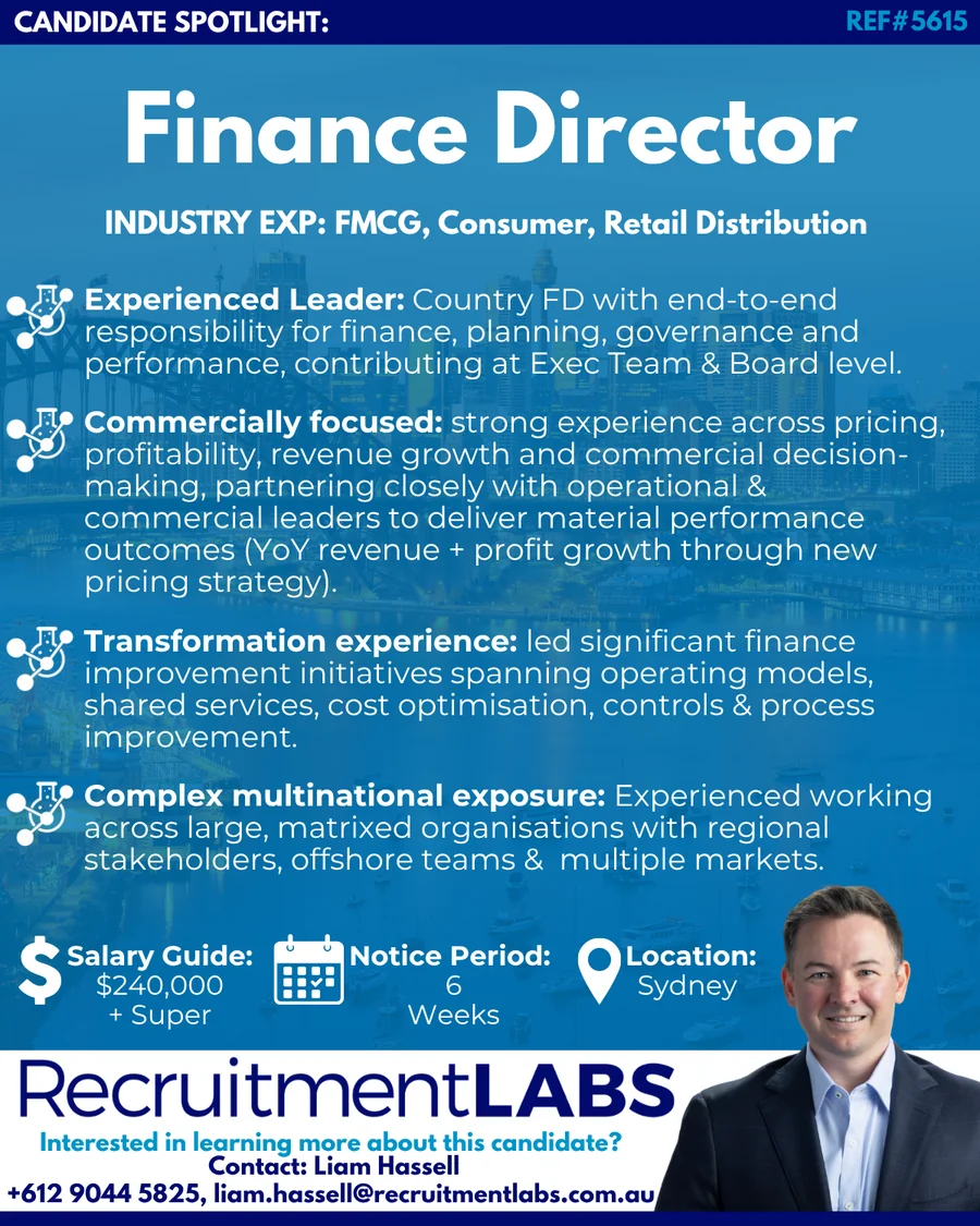 5615 — Finance Director candidate spotlight — accounting & finance recruitment Sydney