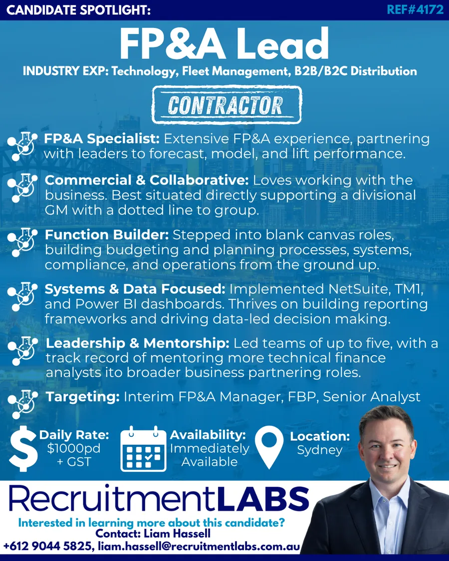 Candidate Spotlight: FP&A Lead Contractor